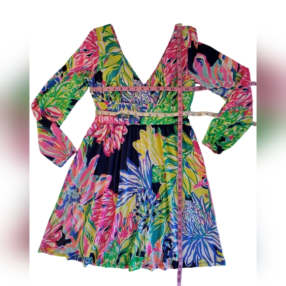 Lily Pulitzer Fleur Dress‎ Womens Medium Travelers Palm Party Multi-color M - Picture 10 of 13